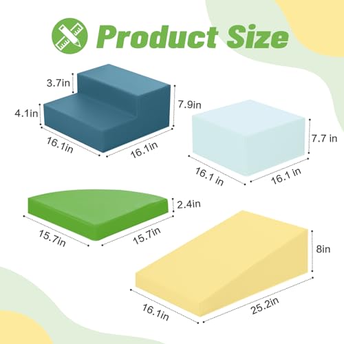 Image of TODIBY 6-Piece Soft PU Leather Toddlers Climbing Toys, Baby Foam Climbing Blocks for Toddlers 3, Foam Play Gym Climbing Structures, Indoor Climb and Crawl Activity Play Set (Light Blue and Green)