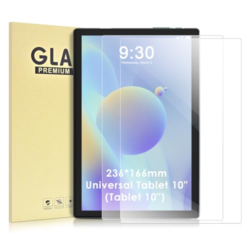 KATUMO [2 Pack] Universal 10 inch Tablet Screen Protector [9.29 * 6.53 / 236 * 166mm] 10.1 inch Tempered Glass Film Compatible with TECLAST P30 Tablet 10.1 Inch