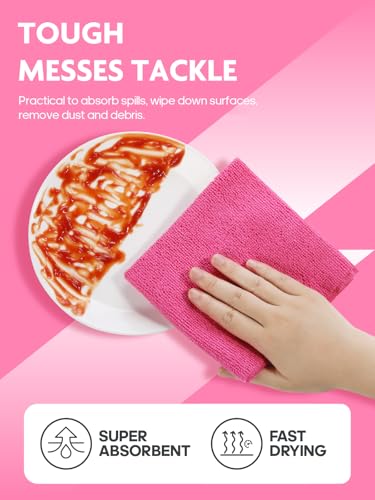 itanso Tear-A-Rag Roll -50 Pack, 12 x 12" Microfiber Cleaning Cloth, Reusable Towels for home, auto and shop (Magenta)