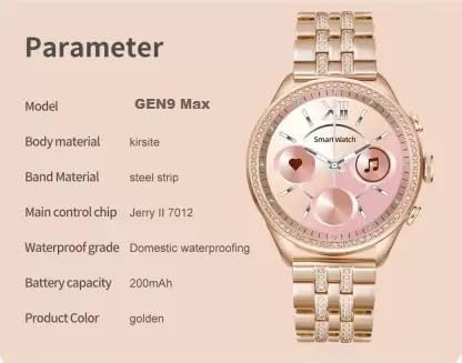 esportic-Luxury-Gen-9-Diamond-Edition-Smartwatch-100-Sports-Mode-Bluetooth-40-Android-50-IOS90-Waterproof-IPX67-Fitness-Sync-up-with-The-DailyFit-app-Rose-Gold-Strap-Pink-Strap-Free-Size