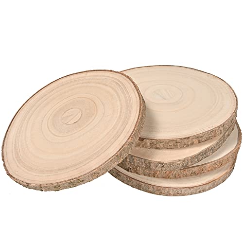 WILLOWDALE 5 Stück große Holzscheiben für Tafelaufsätze, 25,4 - 27,9 cm, unlackierte Holzkreise zum Basteln, rustikale Holzornamente, Holzdekoration für Tischdekoration für Hochzeitsfeier Cover