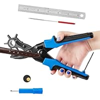 Lochzange für leder Gürtel Locher für leder mit 6 fach locher, Gürtel Lochzange Gürtellöcher zange Lochstanzer für Uhrengürtel Karton lederschuhe Karte Gummi papier