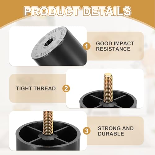 Patas de sofá estables para reparar y elevar muebles con pernos M8 5