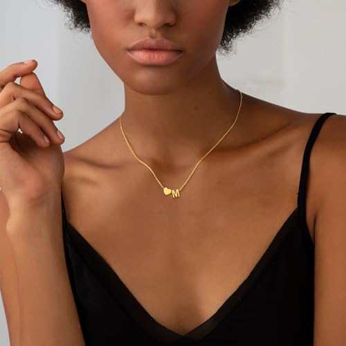 RMMD RMMD Gold Kette mit Buchstaben - Kette Damen Gold Herzkette mit Buchstaben Goldkette M Initialen Halskette mit Namen Damen Geburtstagsgeschenk Schmuck für Frauen Mädchen Mama Geschenk - Zusatzansicht 4 | Schmuck