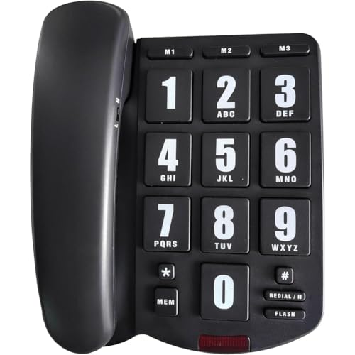 Jnchdghwa Teléfono Fijo con Marcación de un Solo Toque y Botones Grandes. Teléfono Fijo Amplificado con Botones Grandes para Personas Mayores y Usuarios.