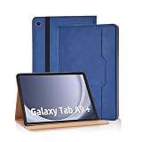 Vkooer Coque pour Samsung Galaxy Tab S10+ 2024 / S9+ Plus/S9 FE+ 12,4 Pouces 2023 Housse Cuir PU [Réveil/Veille Automatique] Etui de Protection avec Support Fonction et Poche de Documents, Bleu