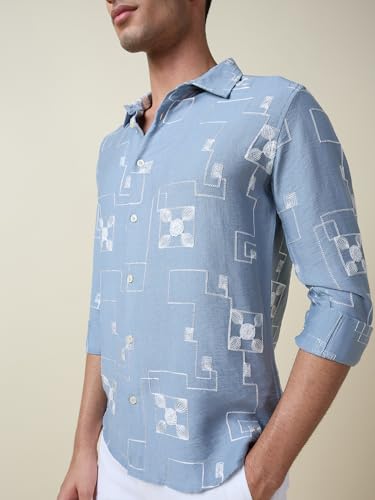 Image of Thomas Scott Mens Regular Fit Embroidered Full Sleeves Casual Shirt