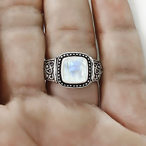Natural Cushion Shape Gemstone 925 Silver Overlay Statement Ring for Women - Handmade Jewelry Gifts for Her Mom Wife Sister4