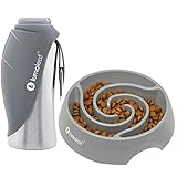 LumoLeaf Dog Food Bowl and Water Bottle Pack, Large Slow Feeder Dog Bowl, Portable Dog Water Bottle for Large Dogs