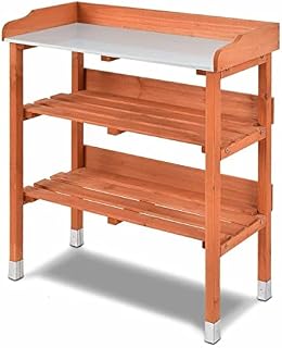HYGRAD® Large Outdoor Wooden Garden Potting Planting Work Bench Table Planting Table With Hook Garden Germination Work Bench
