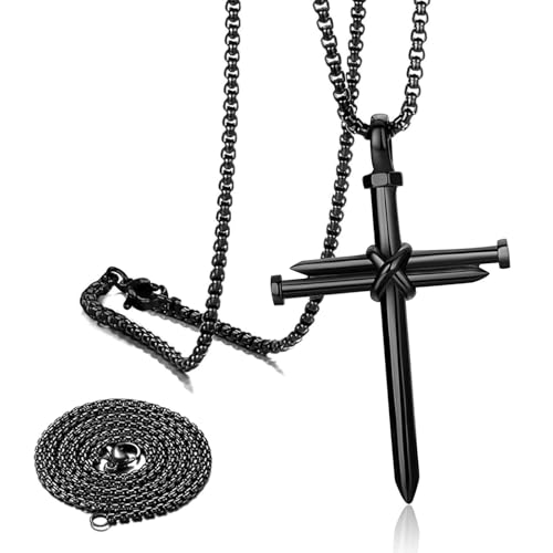 JRYEM Car Nail Cross Pendant, Stainless Steel Hanging Religious Ornament