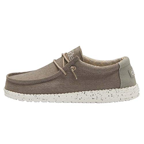 Hey Dude Men’s Wally Chambray Sepia Brown Size 11 | Men’s Shoes | Men s Lace Up Loafers | Comfortable & Light-Weight