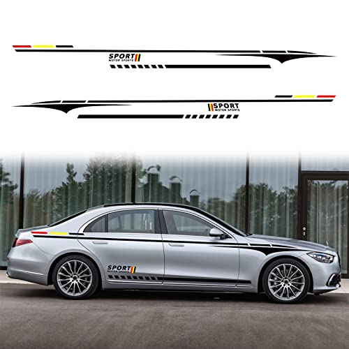 Sunbreath 4Pcs Car Body Modified Motor Sport Style Stripe Sticker Graphic Vinyl Racing Stripe Decal Decoration Accessories Sticker For All Thec Cars Black #TOP8