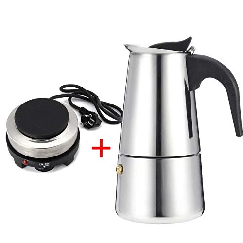 200/450Ml Portable Espresso Coffee Maker Moka Pot Stainless Steel With Electric Stove Filter Percolator Coffee Brewer Kettle Pot (450Ml) #TOP4
