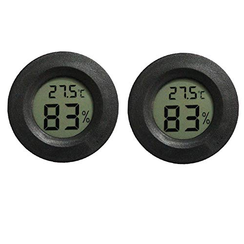 INRIGOROUS Termómetro para reptiles, paquete de 2 higrómetros digitales, medidor de terrario, higrómetro, lagarto, araña, tortuga, tanque conmutable, Celsius Fahrenheit (negro)