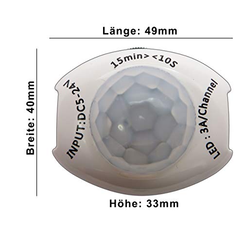 PB-Versand® LED IR Motion Sensor 12 V DC Motion Sensor PIR Sensor for LED Strips / Bulbs 12 V 4 A (with Hollow Plug Connection) - Image 2