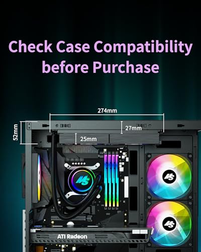 Image of Minorsonic CPU Cooler 240mm Aio, Liquid Cooler CPU Low-Noise AMD AM5 /AM4, Refrigeracion Liquida Water Cooling Systems, Intel LGA 1851 /1700 PC Water Cooler 2 x 120 mm PWM Fans Black
