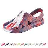 totes Unisex-Child Everywear Lightweight Waterproof Contoured Splash and Play Clog Sandals, Red/White/Blue-Strap, 2-3 US Unisex Big Kid