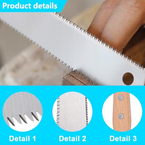 Japanische Handsäge, Zweischneidig Leichte Zugsäge 6-Zoll, SK-5 Stahl Holzsäge 11/17 TPI Japanische Säge Feinsäge Zugsäge für Holzbearbeitung & Heimwerker, 2 Einseitige Sägen + 1 Doppelseitige Sägen