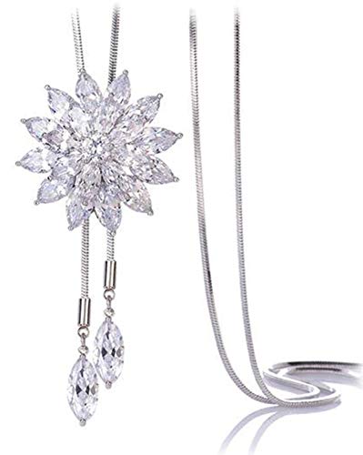 Shining Diva Fashion Jewellery Crystal Flower Long Chain Stylish Pendant Necklace for Women and Girls-(rrsd9272np)