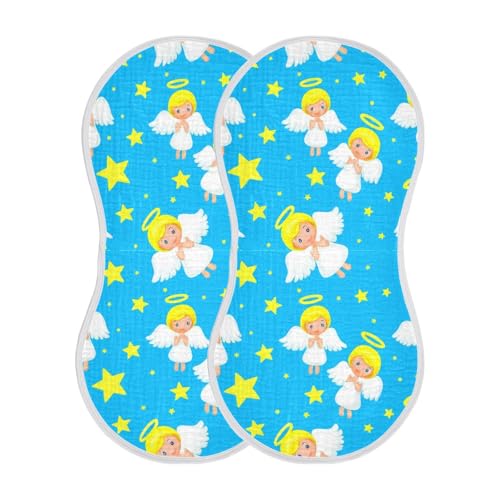 Baby Burp Cloths, Soft Absorbent Burping Cloths for Babies, Cotton Milk Spit Up Rags, Large Size for Newborns, Baby Boys and Girls (Halo Angel Design)2
