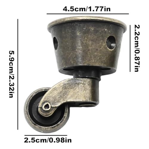 Anxingo 4Pack Antique Zinc Alloy Swivel Cup Casters, Furniture Caster Wheels Universal Metal Pulley Wheels for Chair Cabinet Patio Table Sofas 1-3/4 Inch OD Vintage Green Bronze - Image 5