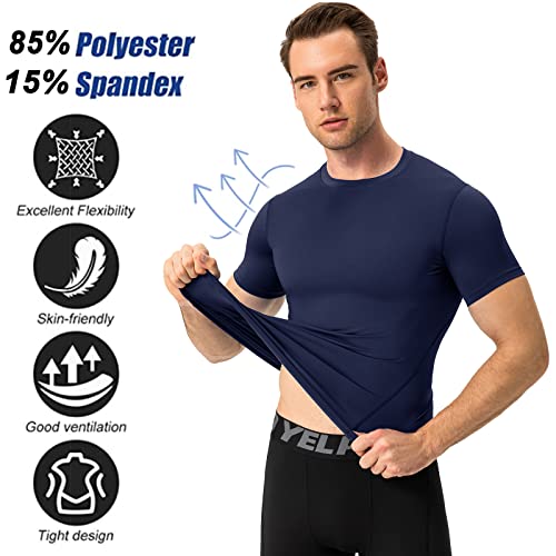SPVISE 1 or 2 Pack Men's Compression Shirts Short Sleeve Athletic Workout T-Shirt Running Tops Cool Dry Active Gym Undershirt3