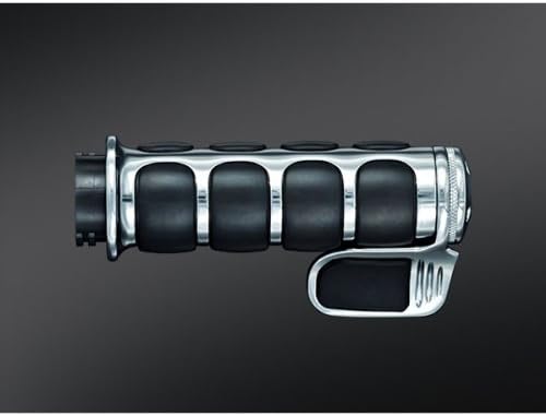 Kuryakyn 6342 Premium ISO Handlebar Grips with Contoured Throttle Boss for Dual Cable Throttle Control: 1982-2019 Harley-Davidson Motorcycles, Chrome, 1 Pair