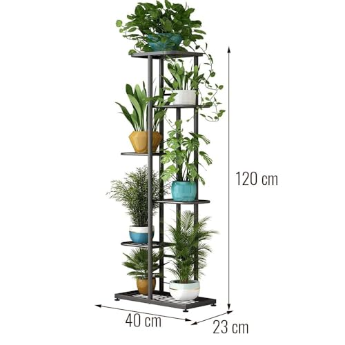 Image of 7 Tier Metal Plant Stand for Living Room | Indoor & Outdoor Plant Holder | Heavy Duty Flower Pot Rack | Modern Vertical Plant Shelf for Balcony, Home Decor, Garden | Gold
