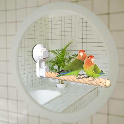 Image of 2Pcs Bird Perch Stand with Suction Cup, Wooden Parrot Shower and Window Perch Stand, Wall Bath Car Travel Perch Stand for Small and Medium Bird