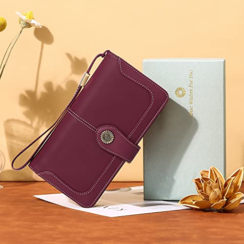 Image of FALAN MULE Wallets for Women Trifold Wristlet Wallets Large Capacity RFID Blocking Ladies Purse Credit Card Holder
