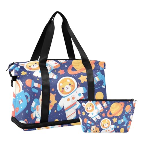 C - Bolsa de noche con bolsillo para mojado y correa ajustable, bolsa de gimnasio para entrenamiento, gran capacidad, para hombres y mujeres