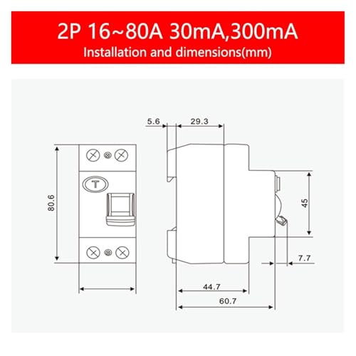 Interrupteur différentiel 4P 80A coupure instantanée 30mA