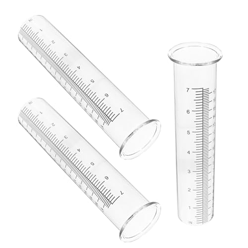 GATHINESS 3Pcs 7-Inch Plastic Rain Gauge Tubes for Garden and Lawn Outdoor Rain Water Meter with Scale for Accurate Measurement Weather-Resistant Gauge Tool for Patio and Yard Use