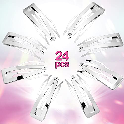 24 Pieces Double Grip Hair Clips Metal Snap Hair Clips Women Hair Barrettes For Hair Making, Salon Supplies (Silver, 2 Inch) #TOP3