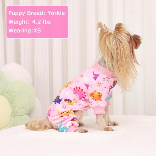 Pijamas para cães, pijamas de chihuahua Yorkie, roupas de animais de estimação com design de dinossa