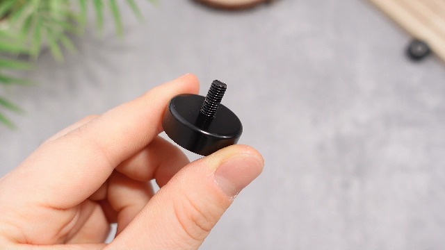 Image of Flutesan 4 Pieces Heavy Duty Round Mounting Magnet with Bolt 0.98in-60lb-M5 Black with Male Thread Stud Strong Earth Magnet Super Powerful for Lighting Camera Brackets License Plate