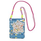 Bonita opción de regalo: Mapa de Francia con iconos decorativos, bolsa cruzada para teléfono para hombres o mujeres, compatible con casi todos los teléfonos inteligentes, que es una buena opción de regalo para hombres y mujeres. El tamaño de esta funda para teléfono celular con diseño de mapa de Francia con iconos decorativos es de 21 x 14 cm (largo x ancho).