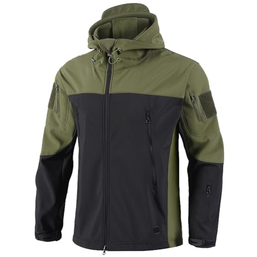SimidunEUR Homme Veste Militaire avec Capuche Polaire Imperméable Veste Tactique d'Hiver avec Poches pour le travail, la pêche, la chasse et...