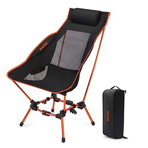 G4Free Folding Camp Chair High Back Lightweight Camping Chair with Removable Pillow, Side Pocket & Carry Bag, Compact & Heavy Duty 385lbs for Outdoor Hiking Backpacking Beach Picnic Travel Orange