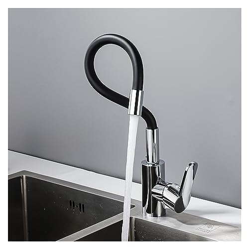 Robinet de cuisine noir réglable pour simplifier la vaisselle