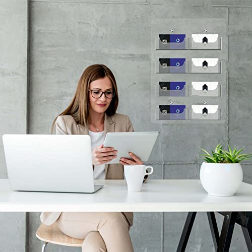 Jacose Acrylic Business Card Holder Wall Mount Clear Sticker Display Marketing Holder Acrylic Card Organizing Sticker Display Stand Pre Drilled Index Card Storage (8 Pockets) #TOP5