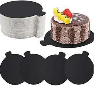 X-BLTU 100 Sheets Black Mousse Cake Board,Recyclable Mini Cake Dessert Display Tray,Cake Drum Cardboard Cake Base Paper Plates Dessert Base for Wedding Birthday (Small Round 3.5 * 3.1in)
