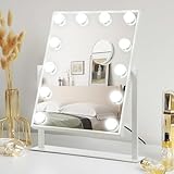 CROWNSHOP Makeup Mirror with Lights, Hollywood Vanity Mirror with 3 Colors Lighting Modes, Touch Control, 360°Ratation, Dimmable 12 LED Bulbs Lighted Makeup Mirror for Dressing Room & Bedroom - Image 7
