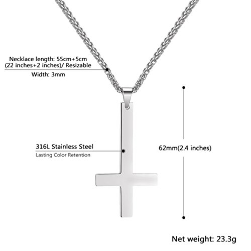 PROSTEEL Inverted Cross Necklace Upside Down Cross Pendant for Men Satanic Jewelry Stainless Steel Pendant Chain by PROSTEEL - Image 5
