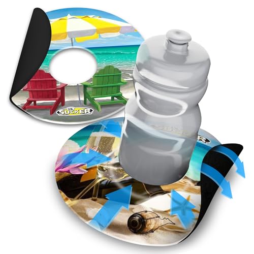Image of Lil Sucker Lil Beach Suction Ring | Suction Cup Holder Anti-Spill Can Drink Support for Boats, Trucks, ATVs | Secure Your Drinks and Prevent Spills with Our Non Slip Coaster - Beach Pack of 2