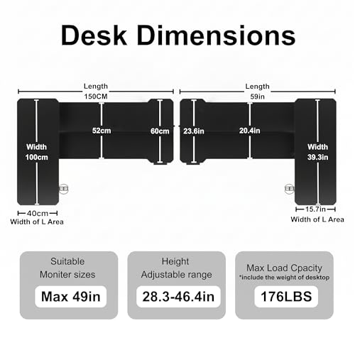 Image of Acrolix L Shaped Electric Standing Desk - 59x40 Inch Reversible Corner Sit Stand Desk with Hook&Cup Holder,Electric Height Adjustable Table,for Home Office Gaming Computer Desk, White