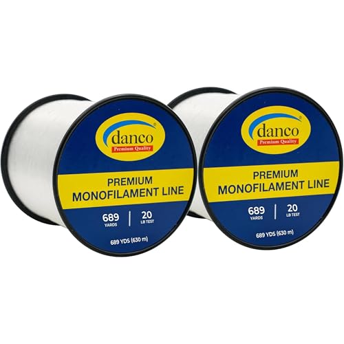 2 Pack 20lb Monofilament Line -1378 Yards Total (689 yds per Spool) - Clear Fishing Line, Freshwater & Saltwater, Strong Abrasion Resistant with Low Memory