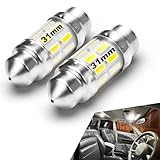 Xyanmc DC12V-24V White 31mm DE3175 LED Festoon Bulbs 1.2in, 200lm Super Bright Dome Light Bulbs, Led Interior Car License Plate Dome Map Door Trunk Lights Replace for 3175 DE3021 3022 3021, Pack of 2