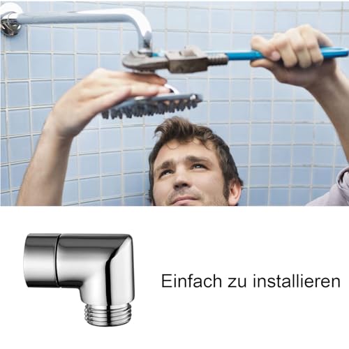 Handbrause Adapter 90 Grad, 1/2 Zoll Brausearm-Winkelverbinder, Duschschlauch Adapter mit Unterlegscheiben für Handbrause Beweglich Duscharmanschluss